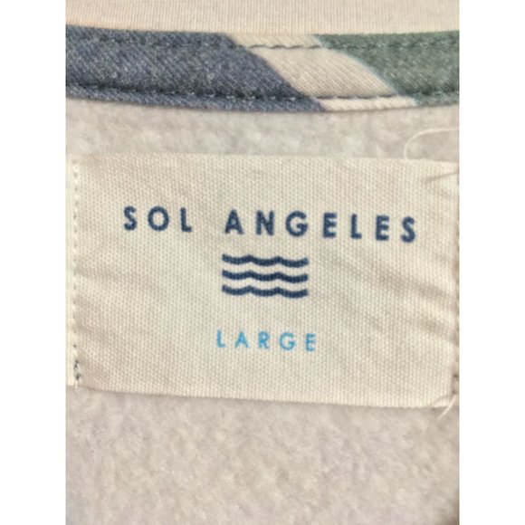 Sol Angeles Anthropologie Large Strip Multicolor Fleece Short Sleeve Sweatshirt - Picture 4 of 5